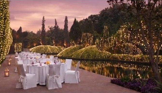 Lakeside dinner at dusk