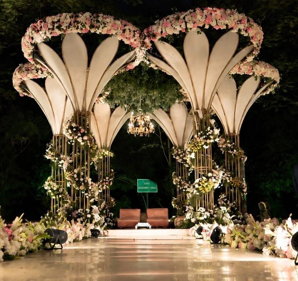 Floral mandap at night