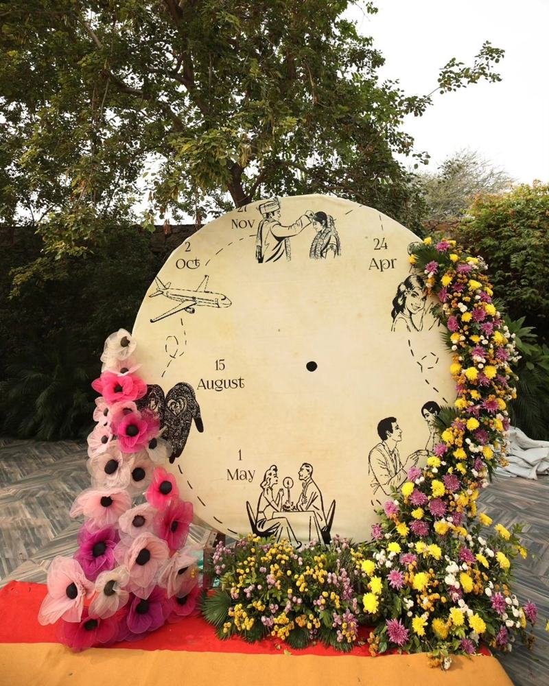 Floral calendar clock installation