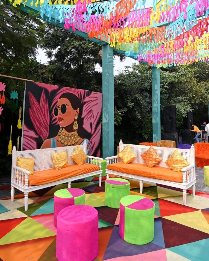 Colourful mehendi lounge