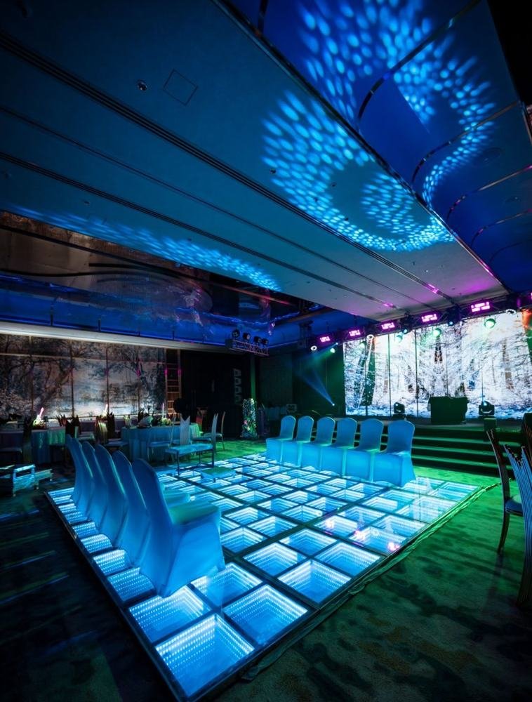 Illuminated stage and dance floor