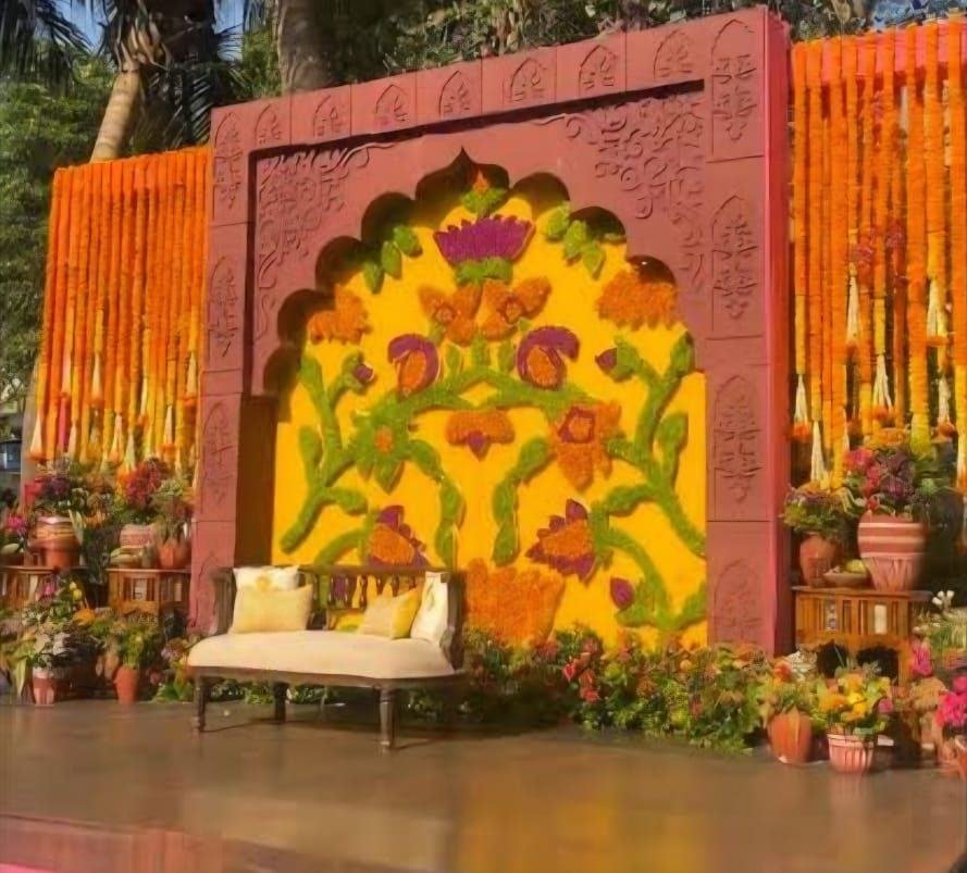 Jaipur-style carved arch stage